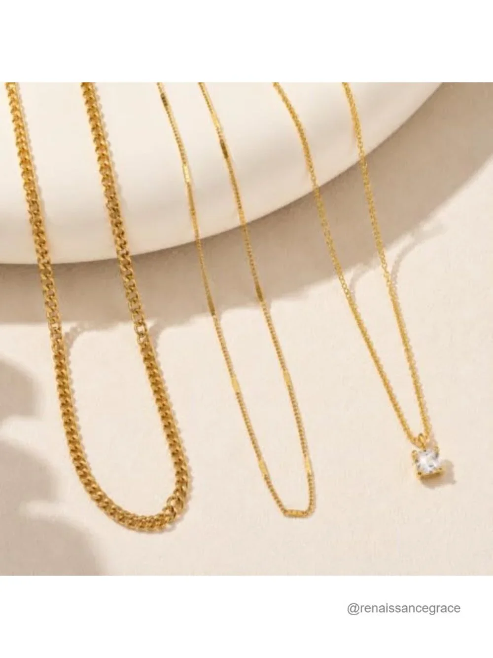 14K Gold Plated Layered Necklace Set for Women, 3 Piece Waterproof Stainless